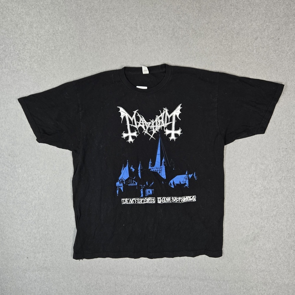 Mayhem Men Shirt XL Black De Mysteriis Dom Sathanas Band Tee Crew Neck Pullover